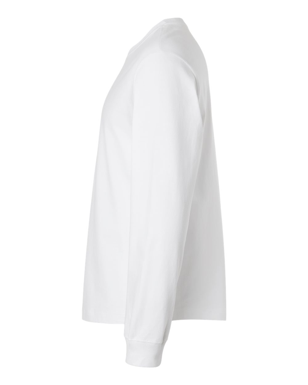 Left View of White 7.5 oz Heavyweight Long Sleeve Tee - 4651