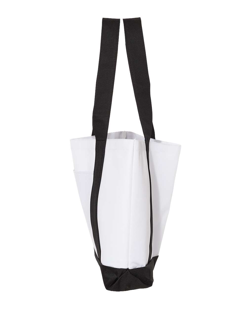 Left View of White/ Black Bay View Giant Zippered Tote - 7006