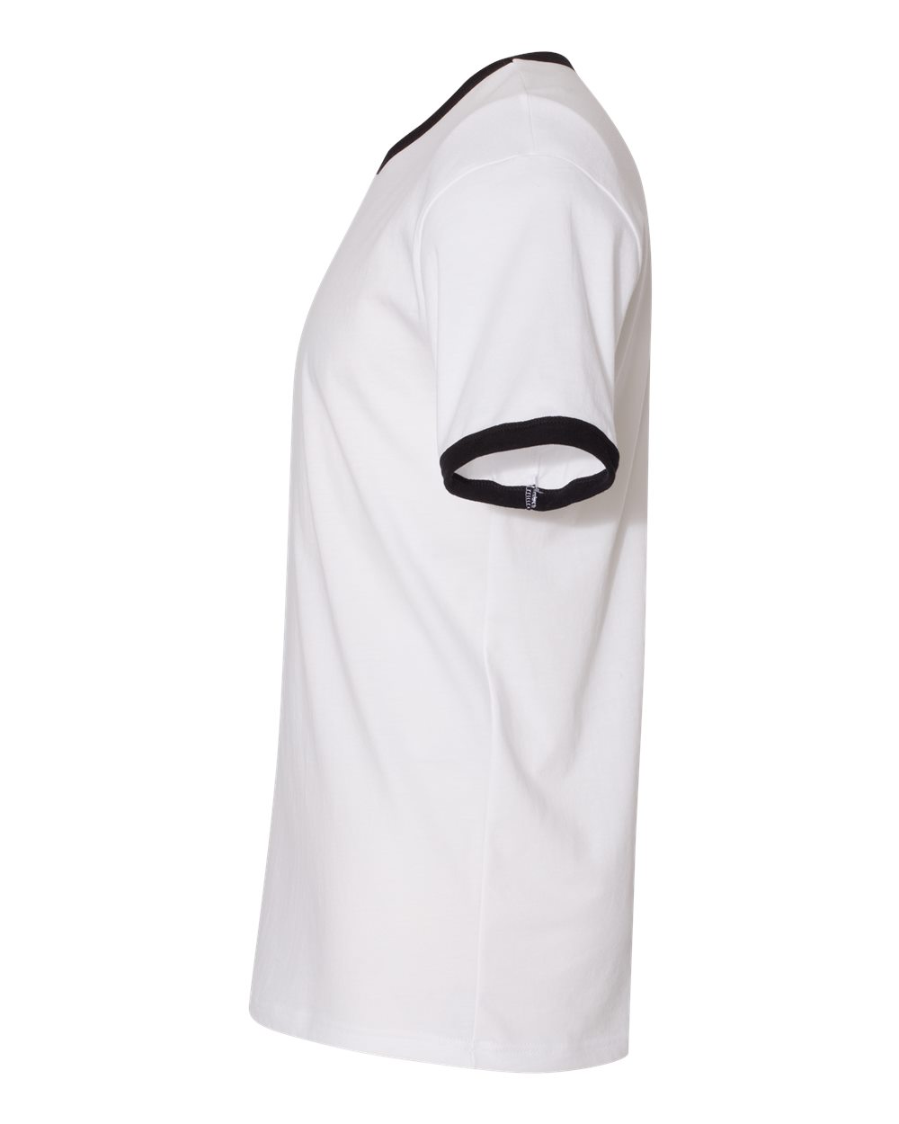 Left View of White/ Black Cotton Ringer T-Shirt - 3604