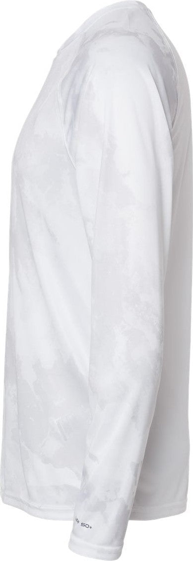 Left View of White Cabo Camo Performance Long Sleeve T-Shirt - 228