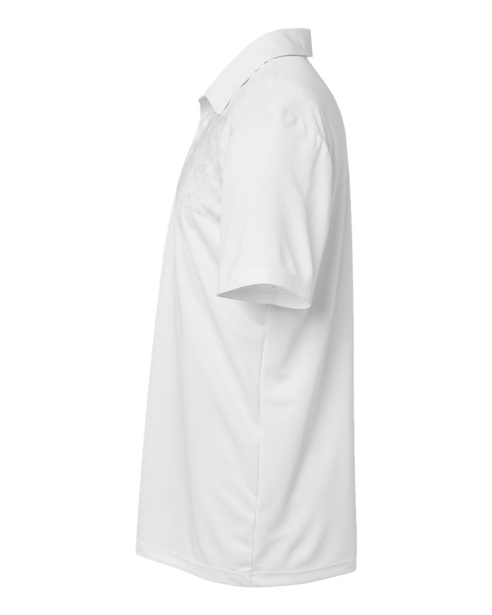 Left View of White Camo Chest Print Polo - A585