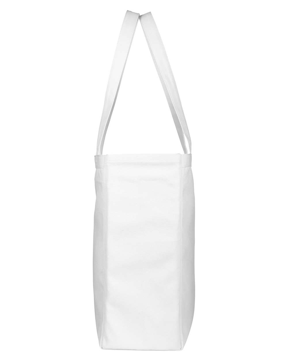 Left View of White Canvas Book Tote - BE008