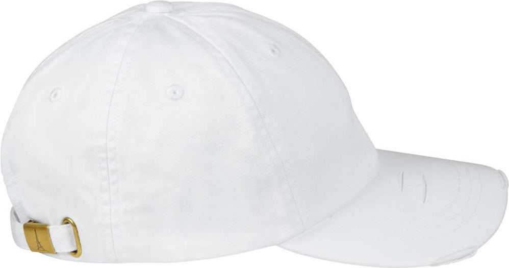 Left View of White Classic Pigment Distressed Cap - LP108