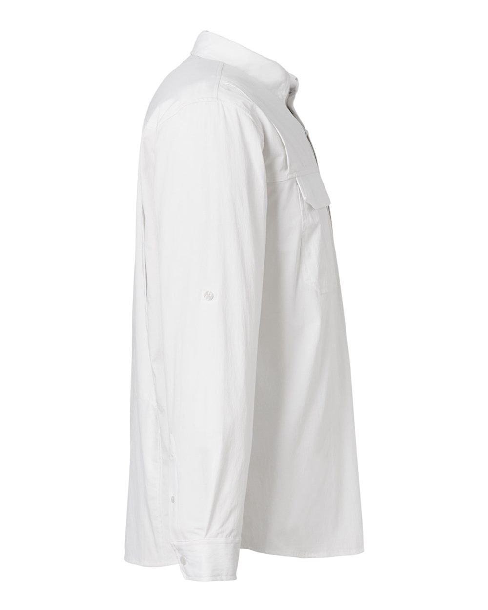 Left View of White Creekbed Long Sleeve Shirt - H150184