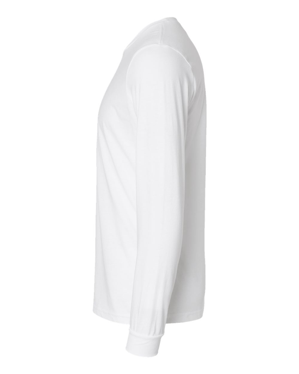 Left View of White CVC Long Sleeve T-Shirt - 6211
