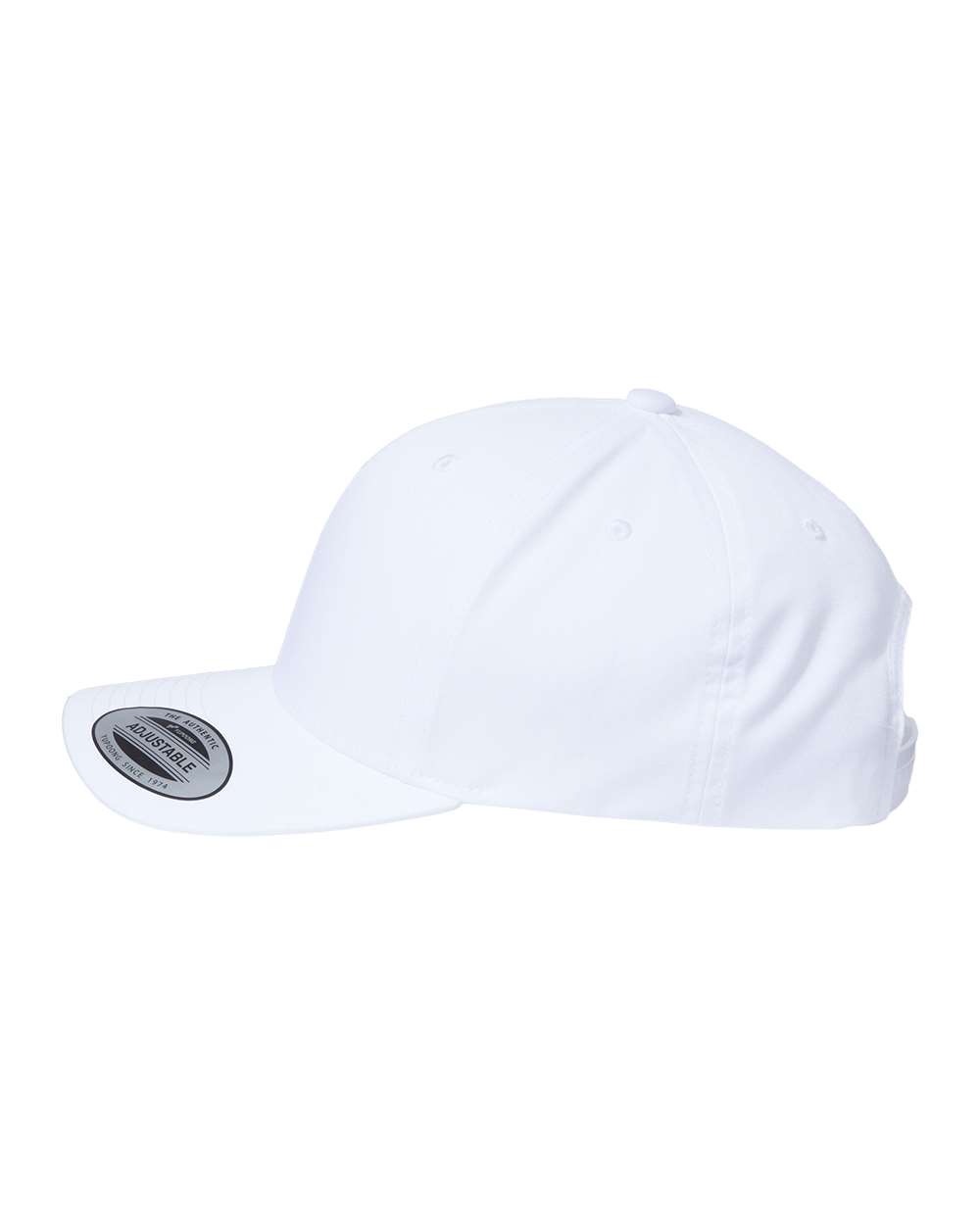 Left View of White CVC Snapback Cap - 6389