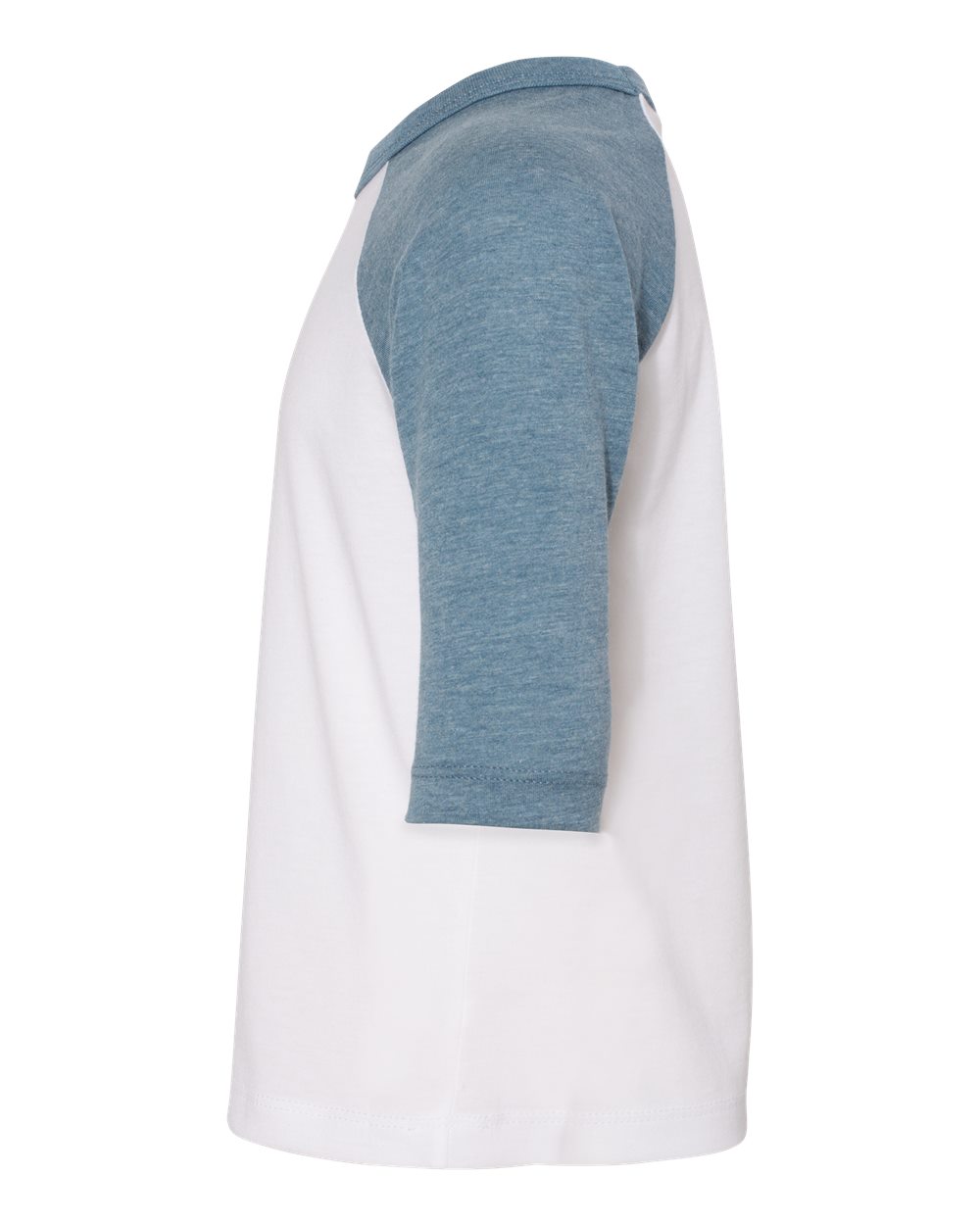 Left View of White/ Denim Toddler Three-Quarter Sleeve Baseball Tee - 3200T