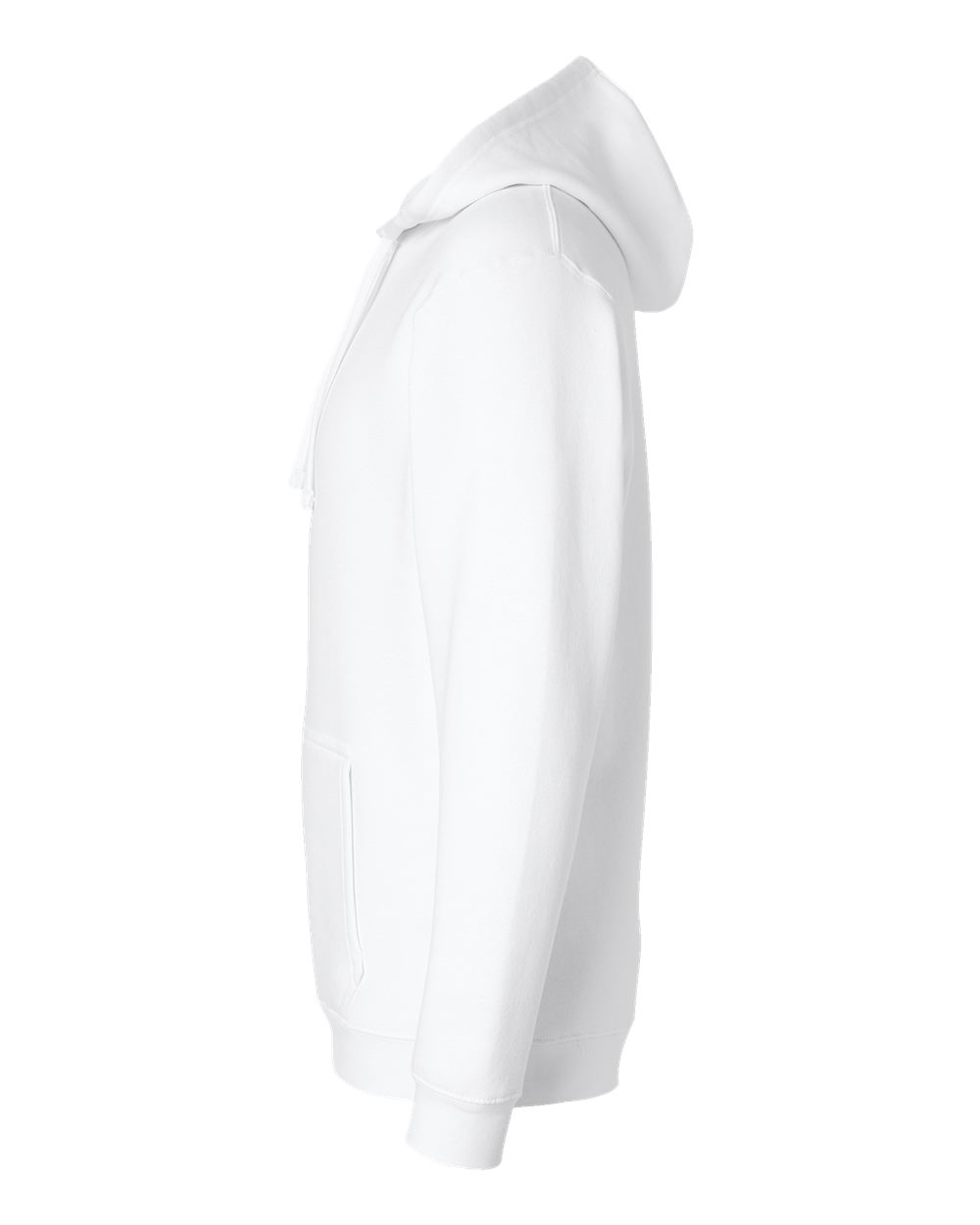 Left View of White Elevated Fleece Basic Hoodie - 6926