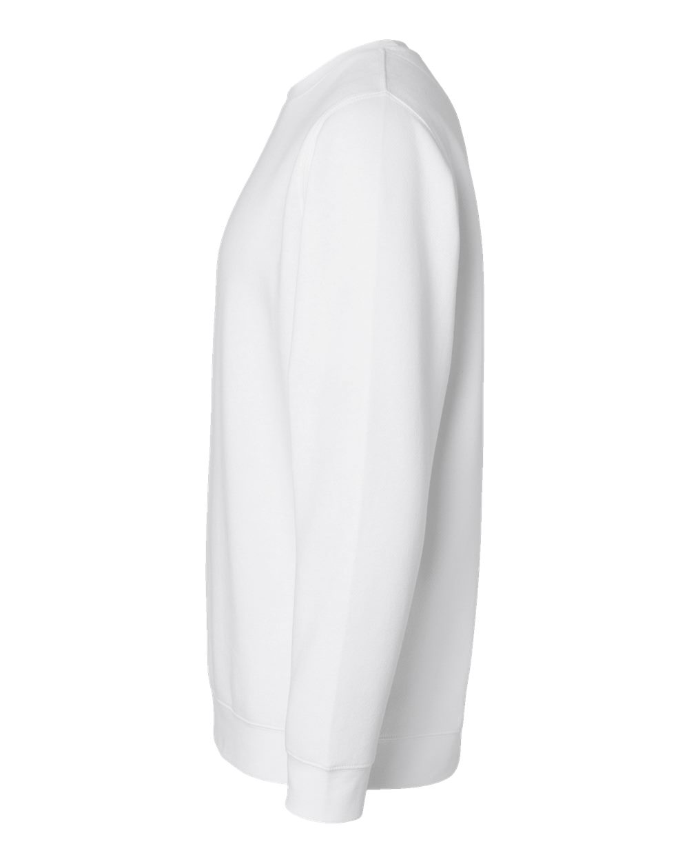 Left View of White Elevated Fleece Crewneck Sweatshirt - 6925