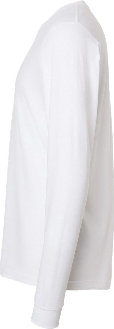Left View of White Fine Jersey Long Sleeve T-Shirt - 202LS