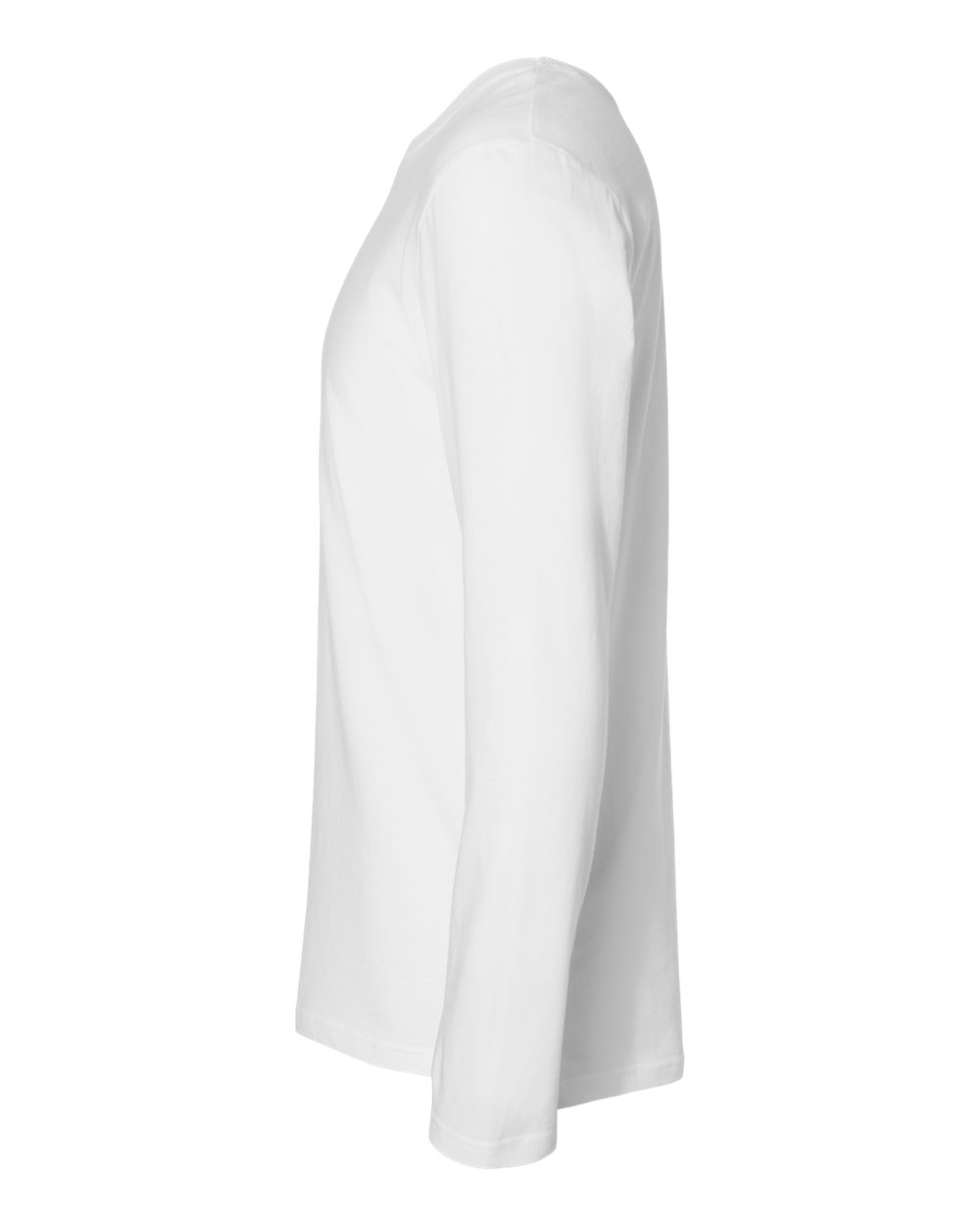 Left View of White Fine Jersey Long Sleeve Tee - 6918
