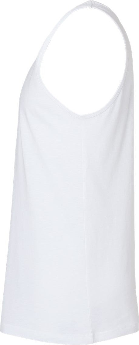 Left View of White Fine Jersey Tank - 2408