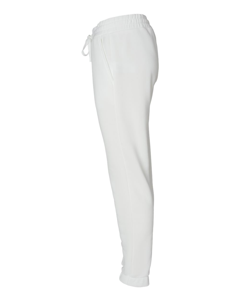 Left View of White Fleece Joggers - 8800