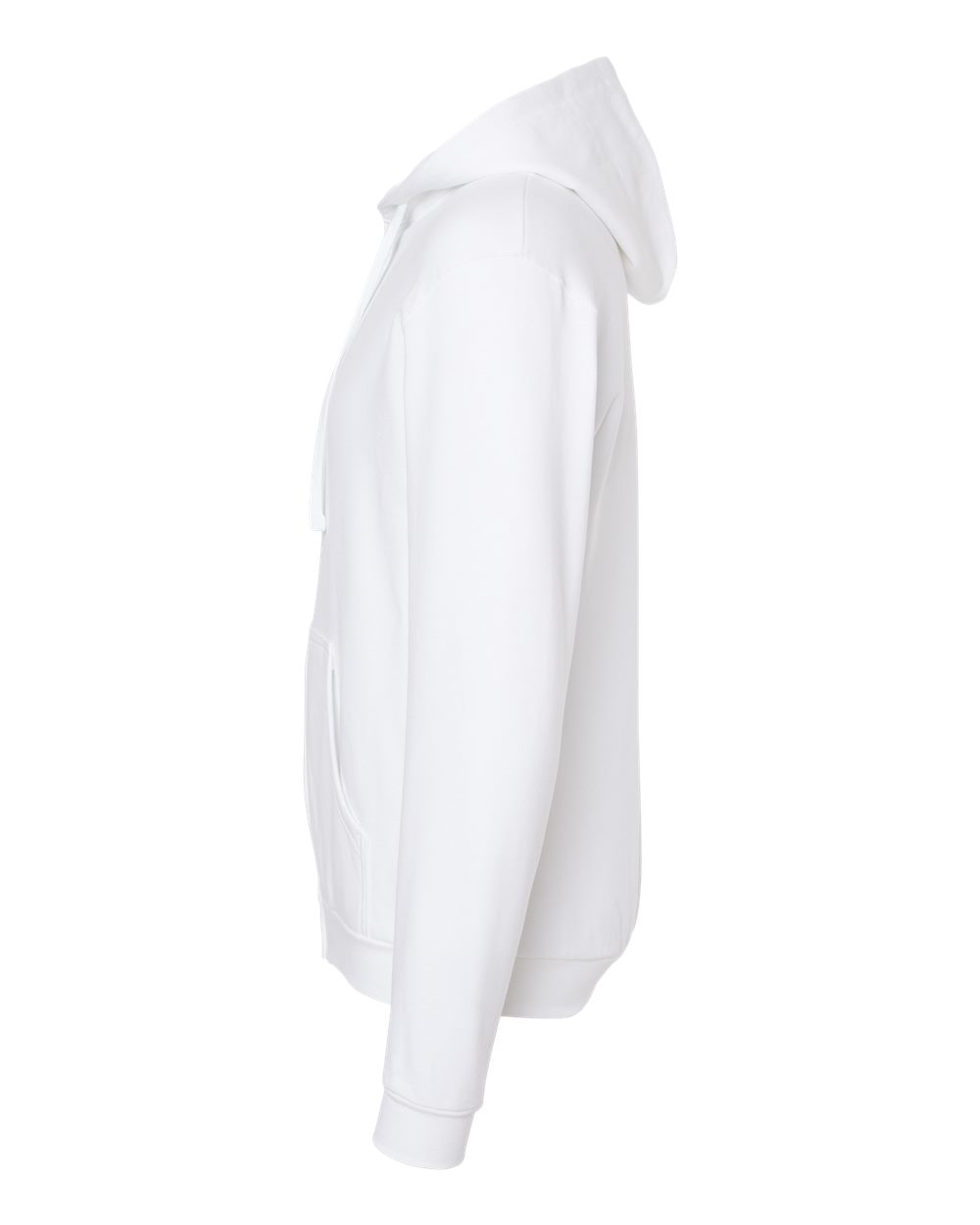 Left View of White Full-Zip Hooded Sweatshirt - 331
