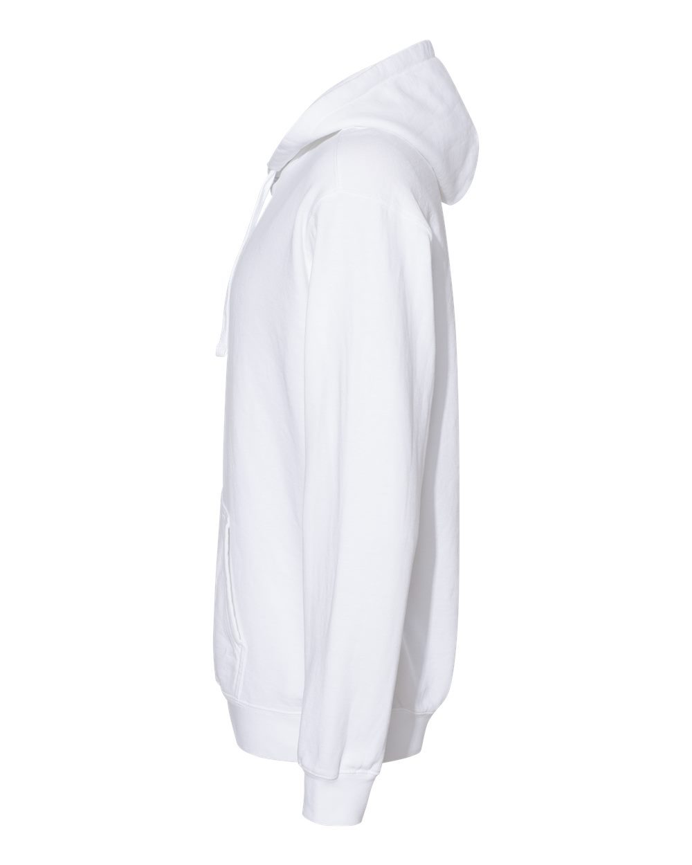 Left View of White Garment-Dyed Hooded Sweatshirt - 1567
