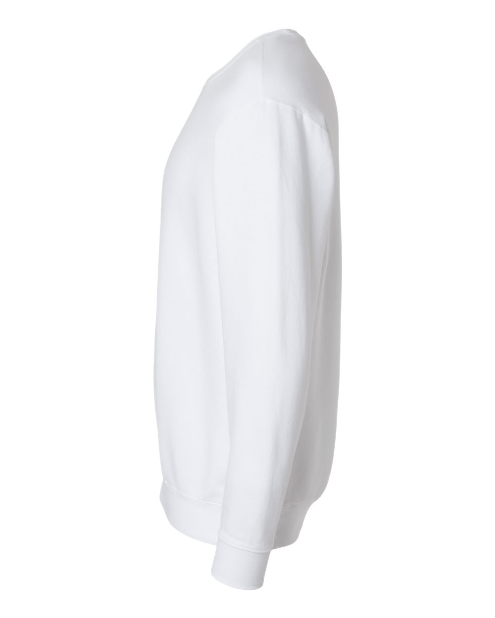 Left View of White Garment-Dyed Lightweight Fleece Crewneck Sweatshirt - 1466