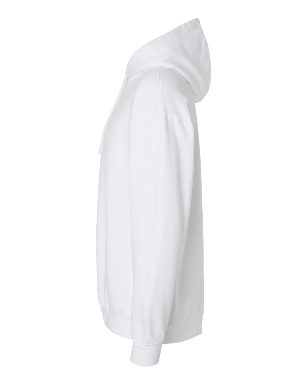 Left View of White Garment-Dyed Lightweight Fleece Hooded Sweatshirt - 1467