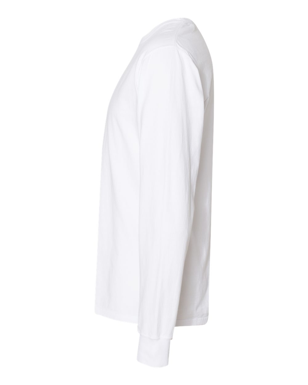 Left View of White Garment-Dyed Long Sleeve T-Shirt - GDH200