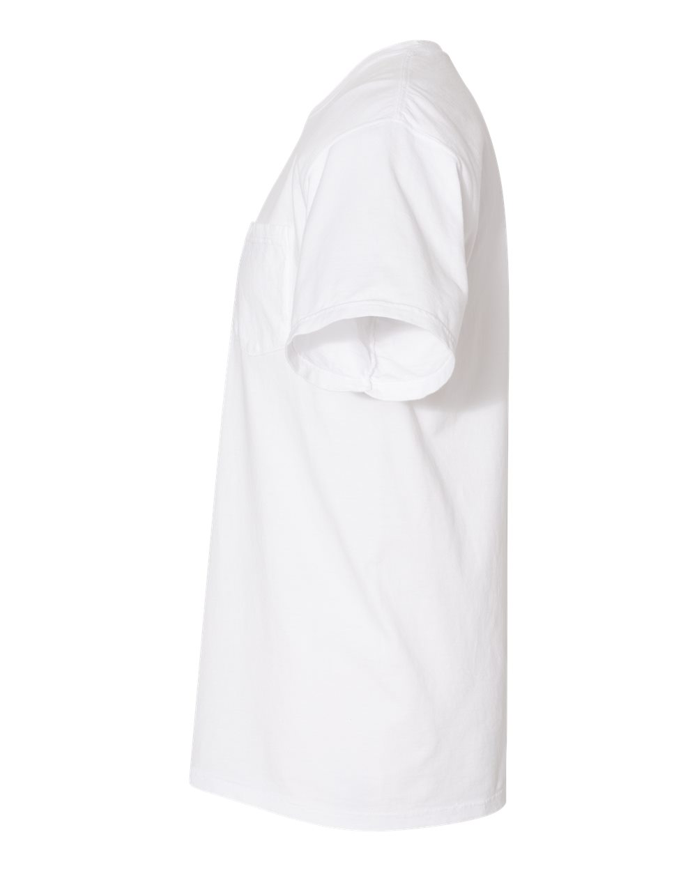 Left View of White Garment-Dyed Pocket T-Shirt - GDH150