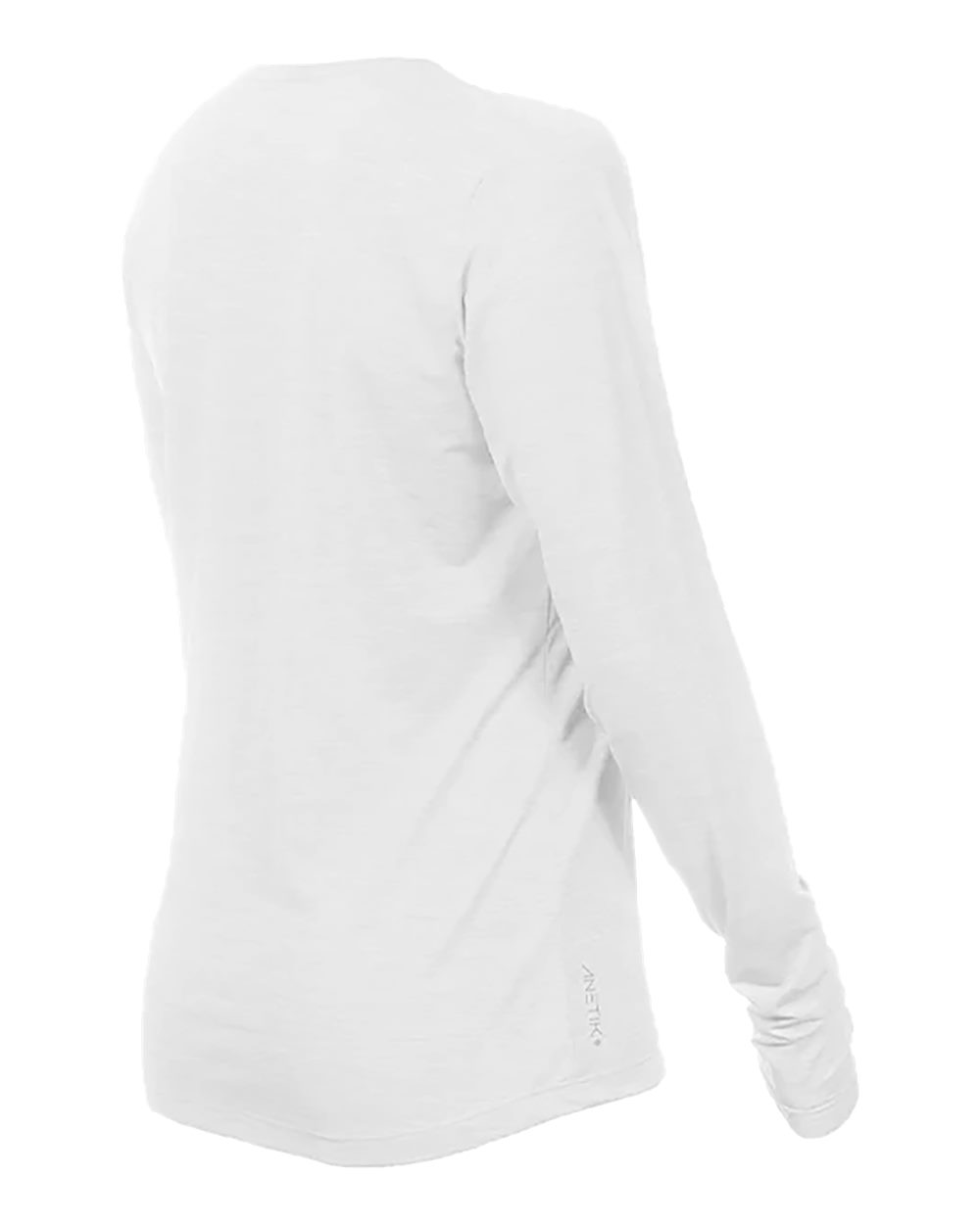 Left View of White Heathered Women's Breeze Tech Long Sleeve T-Shirt - WSBRZL0