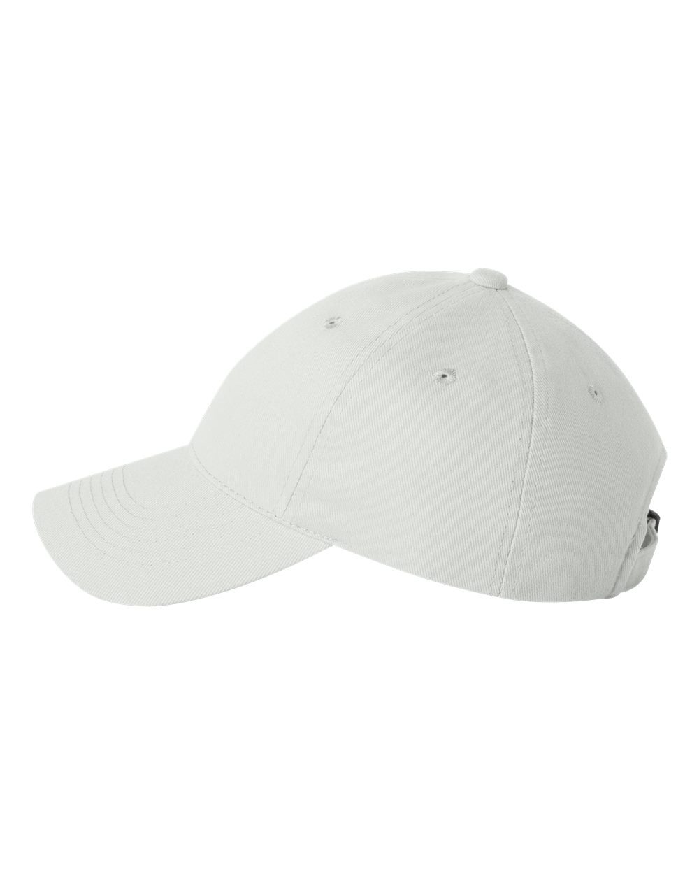 Left View of White Heavy Brushed Twill Unstructured Cap - 9610