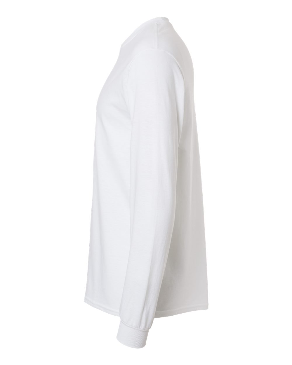 Left View of White Heavy Cotton™ Long Sleeve T-Shirt - 5400