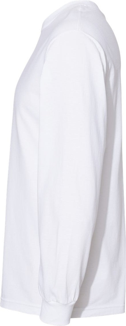 Left View of White Heavyweight Cotton Long Sleeve Tee - 1304