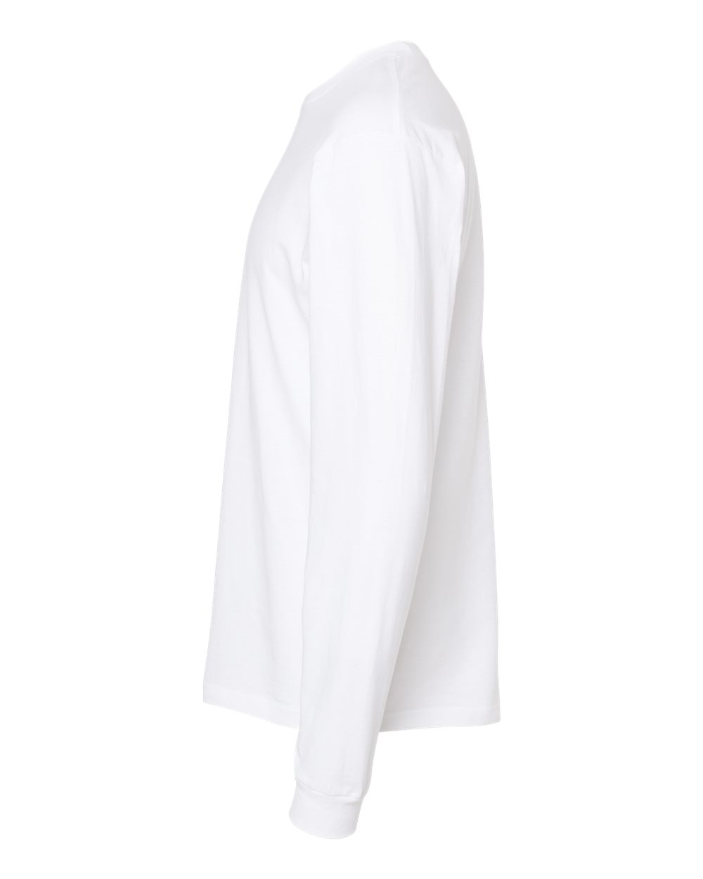 Left View of White Heavyweight Jersey Long Sleeve T-Shirt - 291