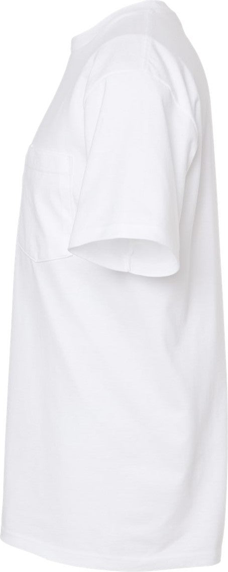 Left View of White Heavyweight Jersey Pocket T-Shirt - 293