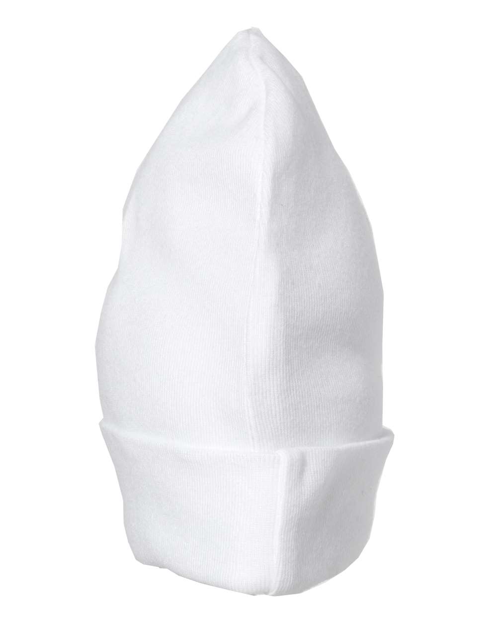 Left View of White Infant Baby Rib Beanie - 4451