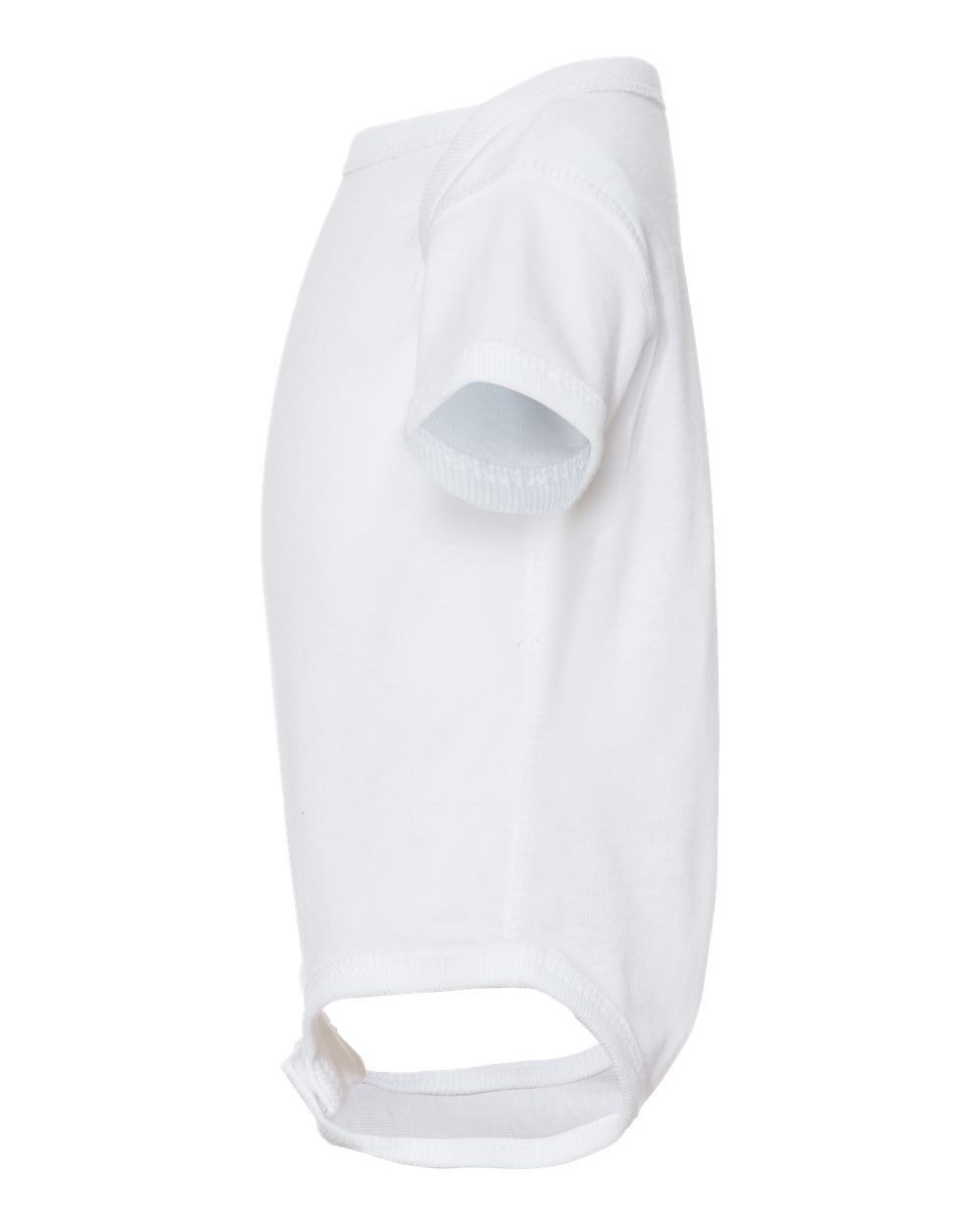 Left View of White Infant Baby Rib Bodysuit - 4400