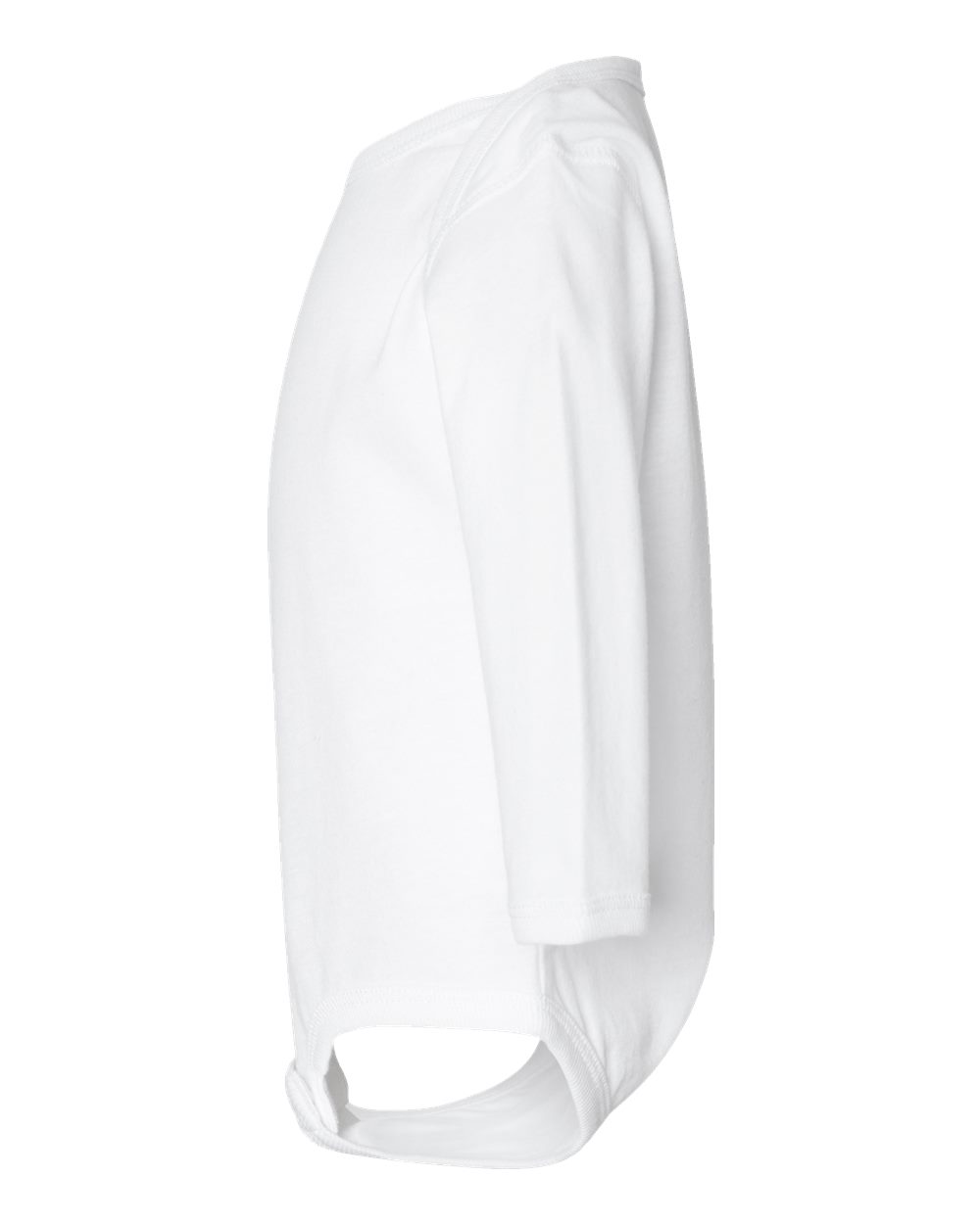 Left View of White Infant Fine Jersey Long Sleeve Bodysuit - 4421