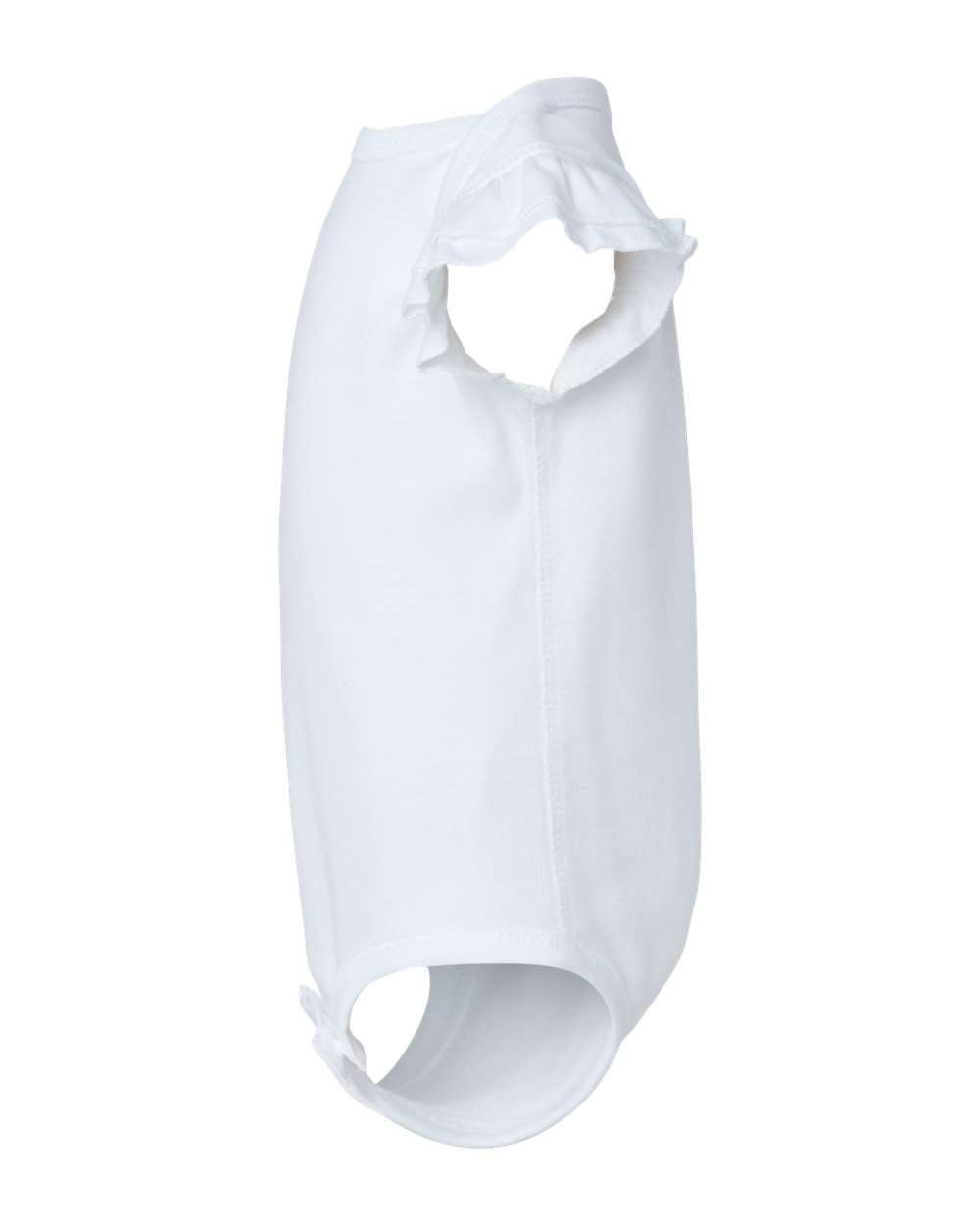 Left View of White Infant Flutter Sleeve Baby Rib Bodysuit - 4439