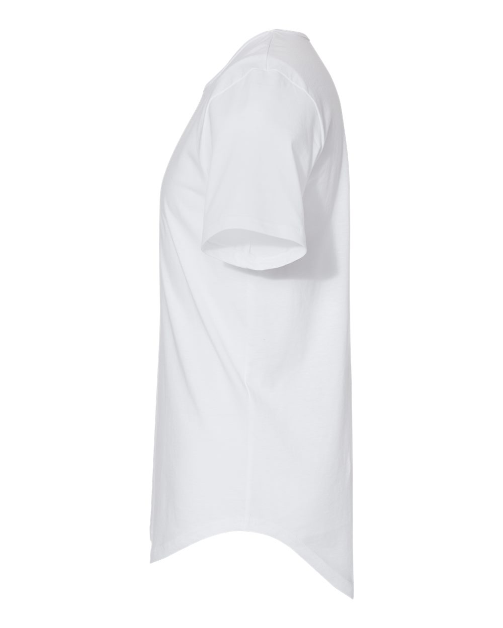 Left View of White Jersey Curved Hem Tee - 3003