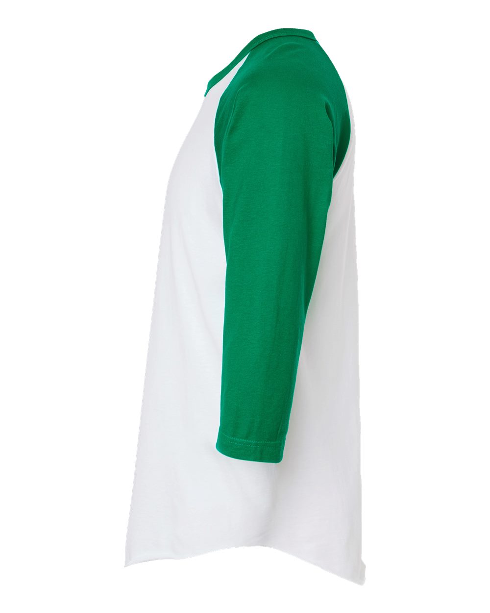 Left View of White/ Kelly Fine Jersey Raglan T-Shirt - 245