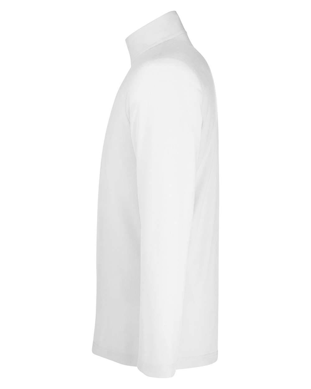 Left View of White Men's Fusion ChromaSoft™ Pique Quarter-Zip Pullover - CE405