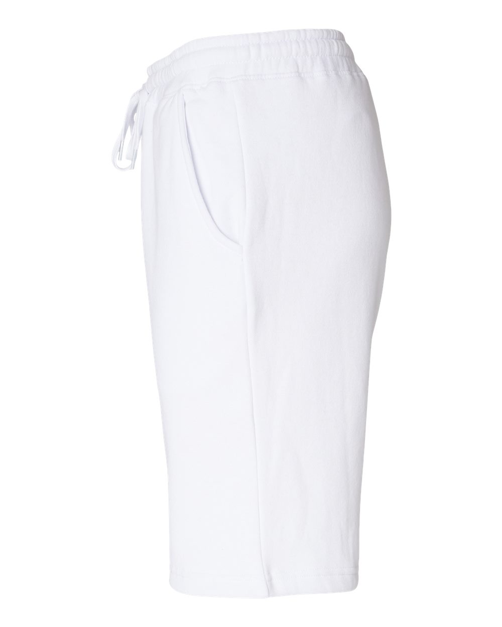 Left View of White Midweight Fleece Shorts - IND20SRT