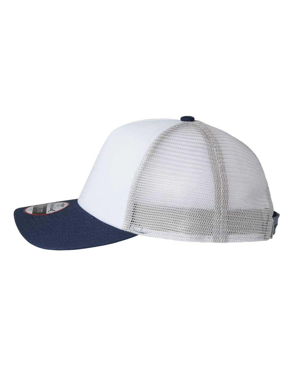 Left View of White/ Navy/ Grey North Country Trucker Cap - 1287