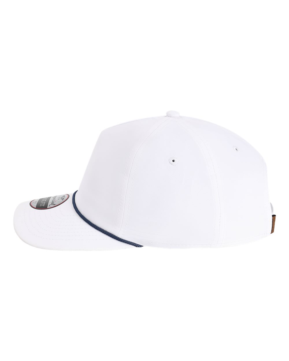 Left View of White/ Navy The Harrison Cap - 5054U