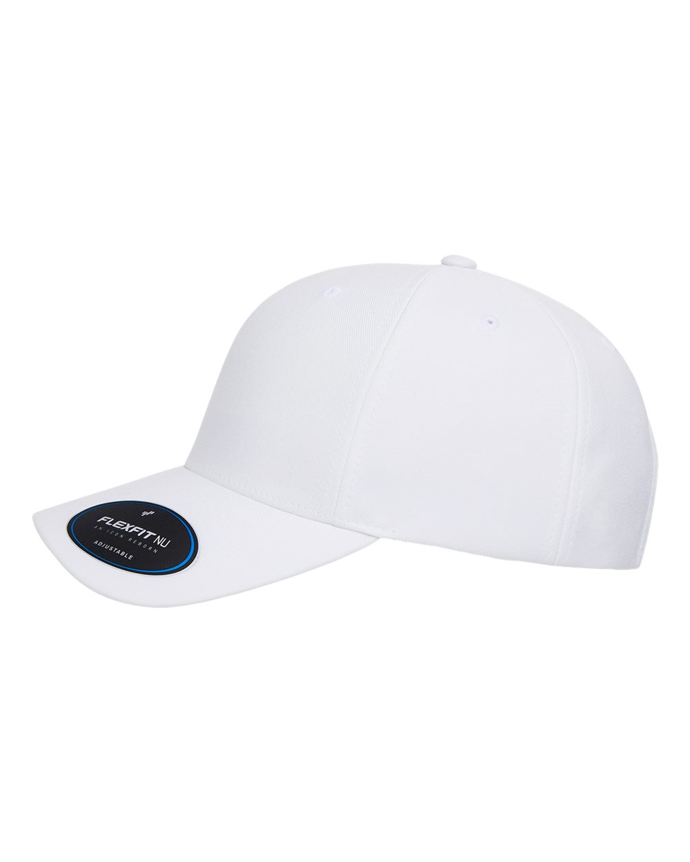 Left View of White NU® Adjustable Cap - 6110NU