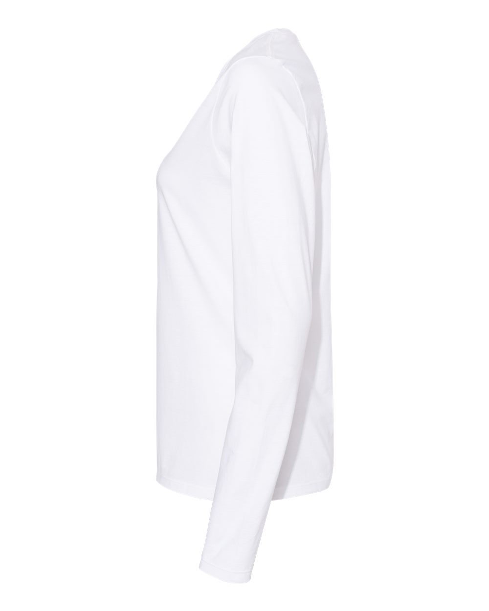 Left View of White Perfect-T Women’s Long Sleeve Scoopneck T-Shirt - S04LS