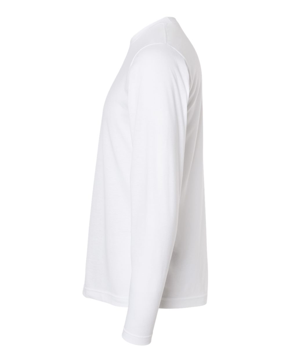 Left View of White Poly-Rich Long Sleeve T-Shirt - 242