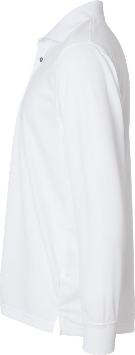 Left View of White Prescott Long Sleeve Polo - 110