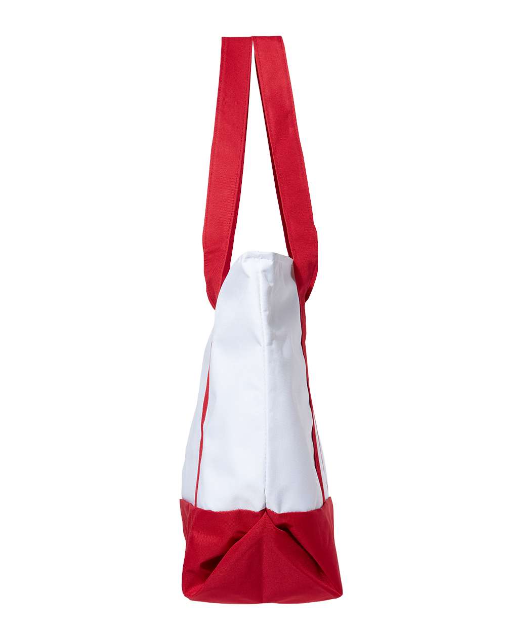 Left View of White/ Red Bay View Giant Zippered Tote - 7006