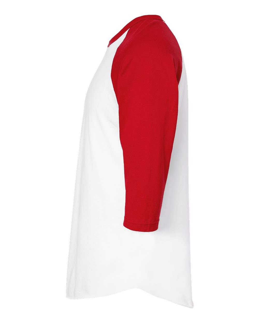 Left View of White/ Red Fine Jersey Raglan T-Shirt - 245