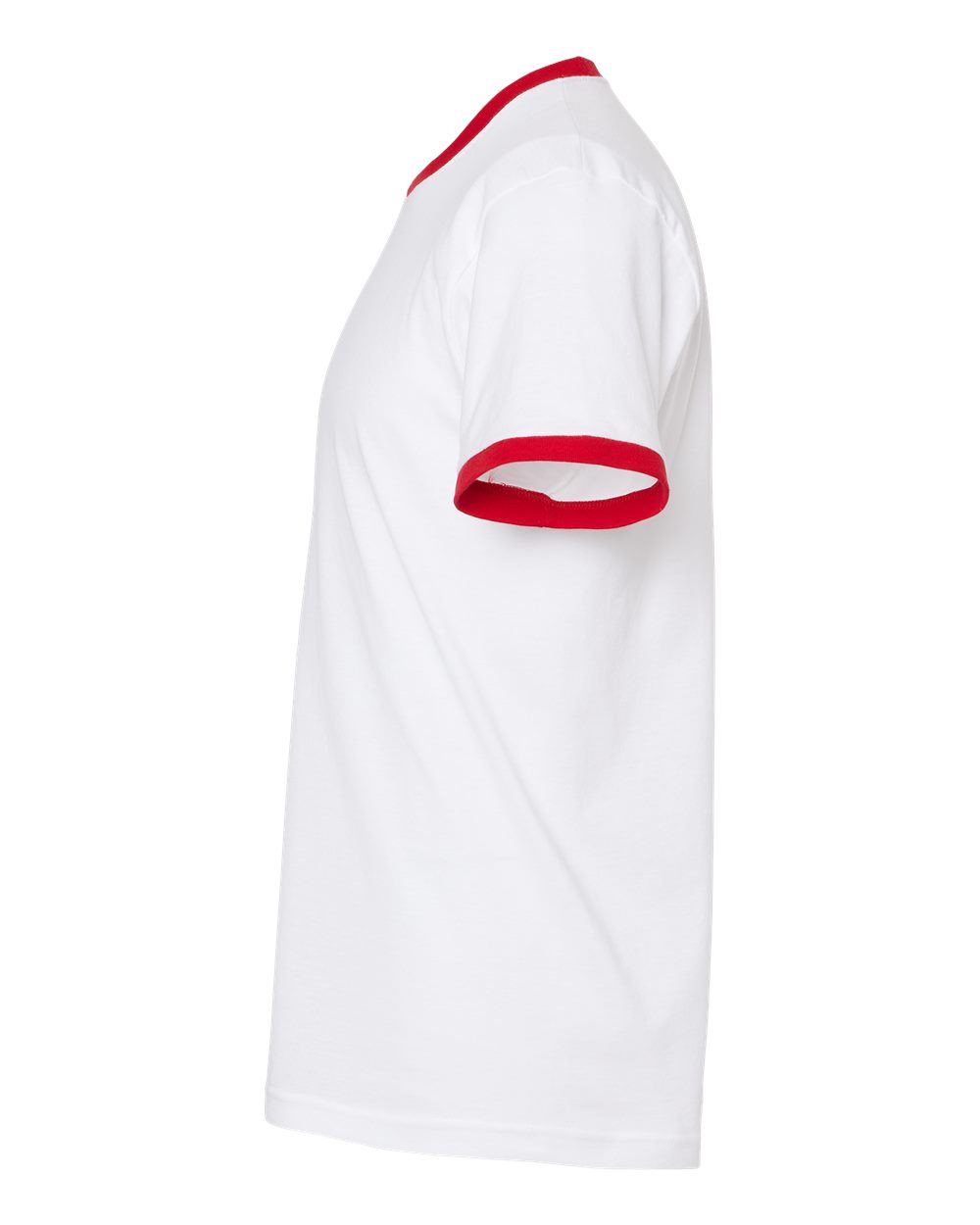 Left View of White/ Red Fine Jersey Ringer T-Shirt - 246