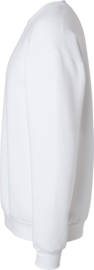 Left View of White ReFlex Fleece Crewneck Sweatshirt - RF496