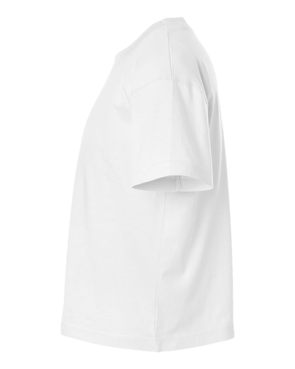 Left View of White Relaxed Crew Tee - 3520