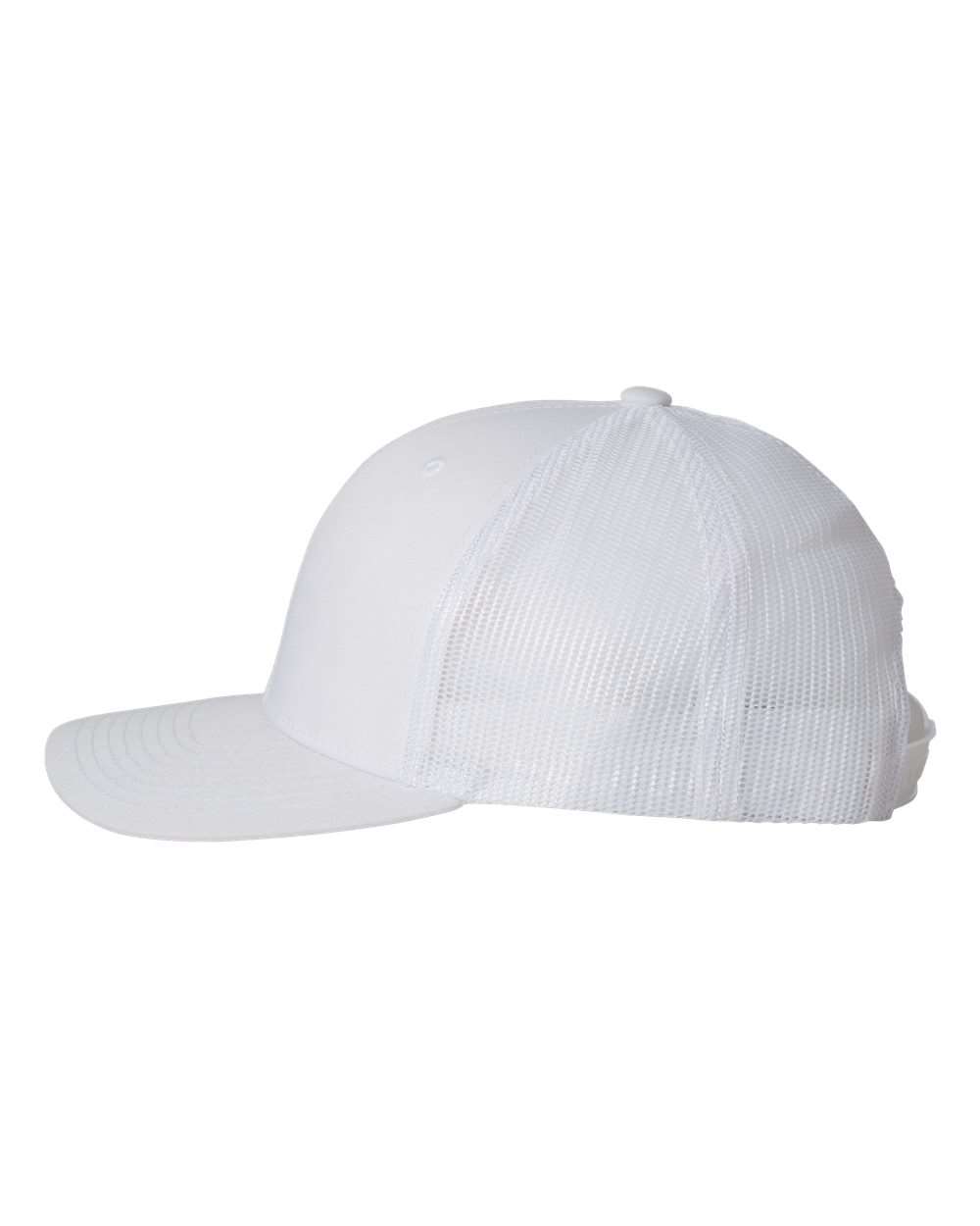 Left View of White Retro Trucker Cap - 6606