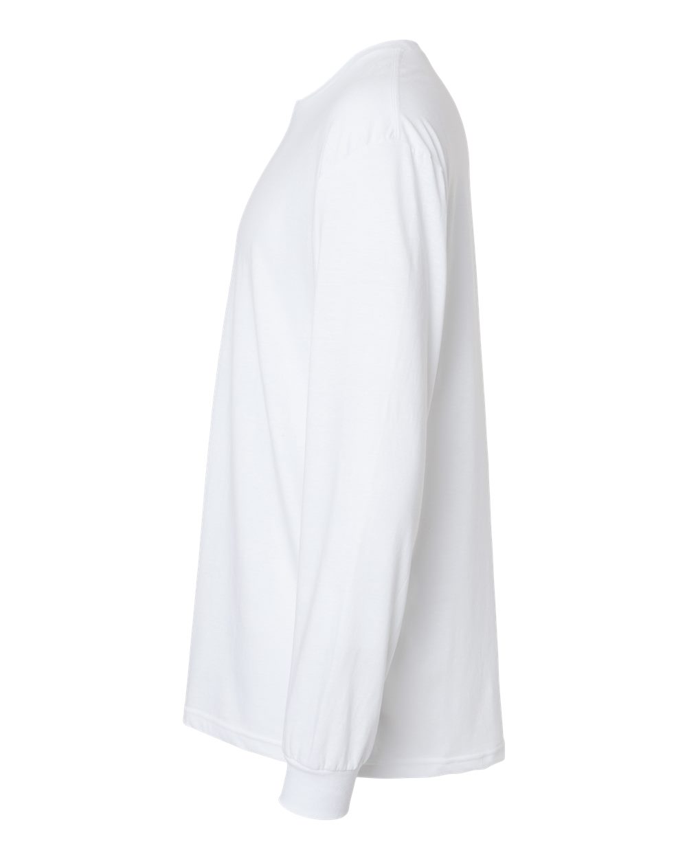 Left View of White Softstyle® CVC Long Sleeve T-Shirt - 64440CVC